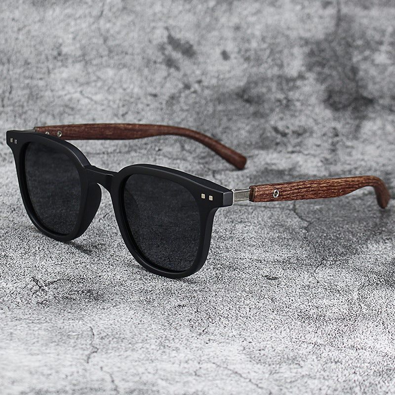 Retro Wood Grain Polarized Myopia Sunglasses UV Protection