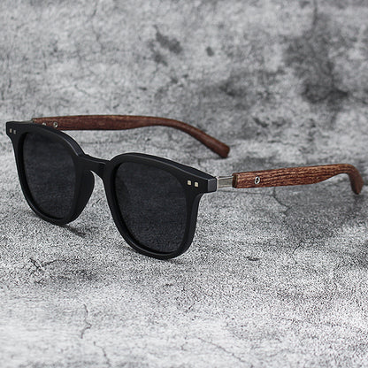 Retro Wood Grain Polarized Myopia Sunglasses UV Protection