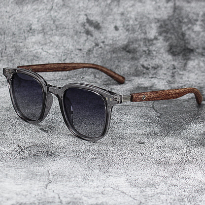 Retro Wood Grain Polarized Myopia Sunglasses UV Protection