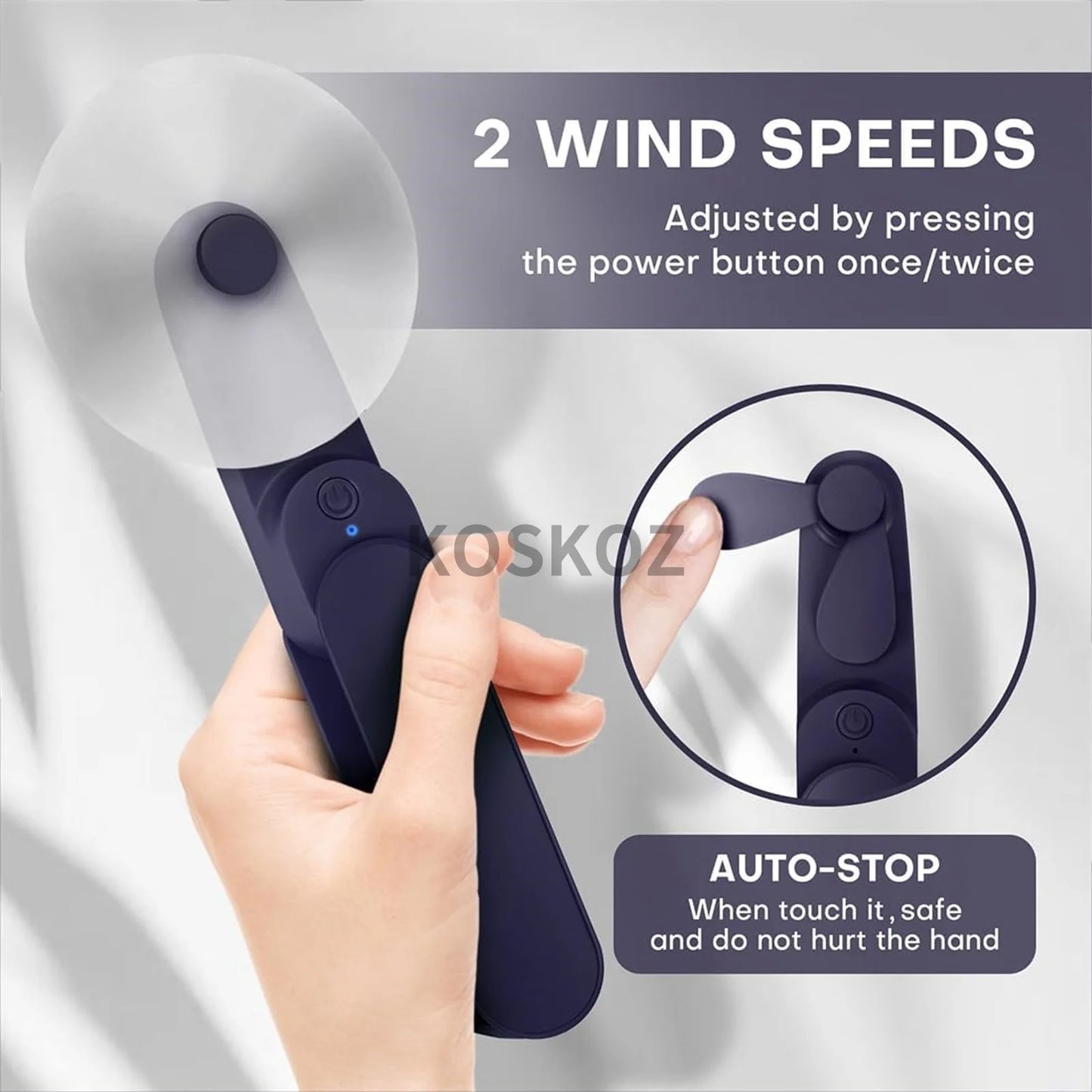 Portable Handheld Fan, 2 IN 1 Mini Hand Fan, USB Rechargeable Personal Foldable Fan for Indoor, Small Pocket Fan for Outdoor