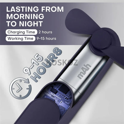 Portable Handheld Fan, 2 IN 1 Mini Hand Fan, USB Rechargeable Personal Foldable Fan for Indoor, Small Pocket Fan for Outdoor