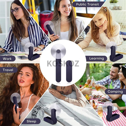 Portable Handheld Fan, 2 IN 1 Mini Hand Fan, USB Rechargeable Personal Foldable Fan for Indoor, Small Pocket Fan for Outdoor