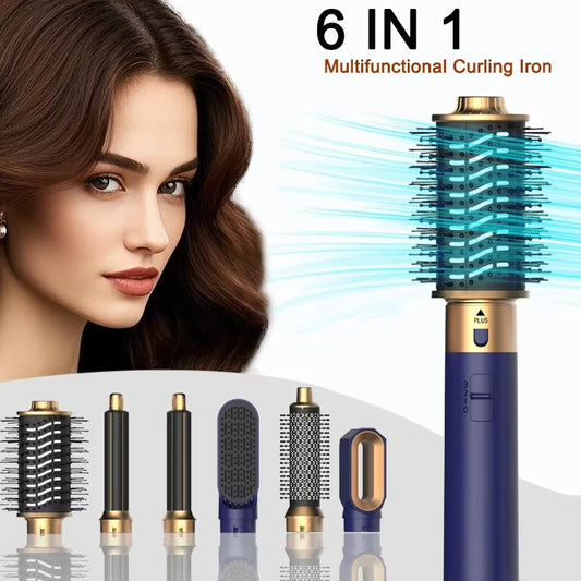 6 in 1 Hair Dryer Brush Hot Comb Set Professional Curling Iron Hair Straightener Styling Tool Negative ions Hair Dryer Household