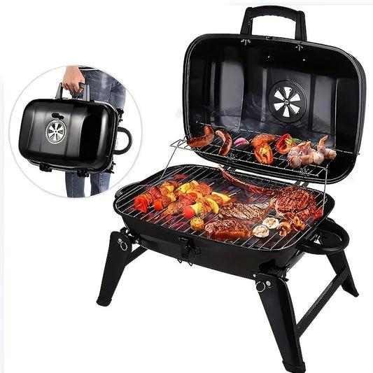 Portable Charcoal Grill - Mini BBQ Grill - Small Table Top Charcoal Grill for Camping, Outdoor Cooking - Foldable