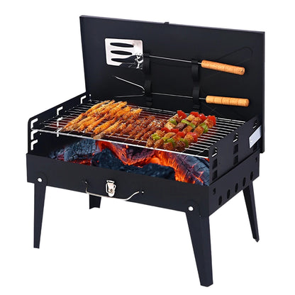 Stainless Steel Portable BBQ Grill Lightweight Folding BBQ Charcoal Grill Multifunction for Outdoor Cooking Camping Picnics