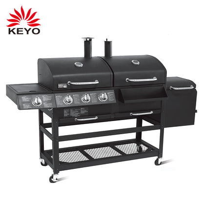 Gas Charcoal Combo Combination Hybrid  Bbq Barbecue Grills With 4 Burner For Outdoor Kitchen Cooking