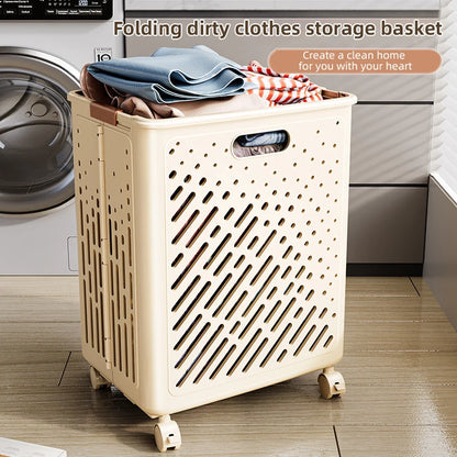 Laundry Basket With Wheels Large Capacity Dirty Clothes Hamper Bathroom Multifunctional Foldable Laundry Basket Organizer