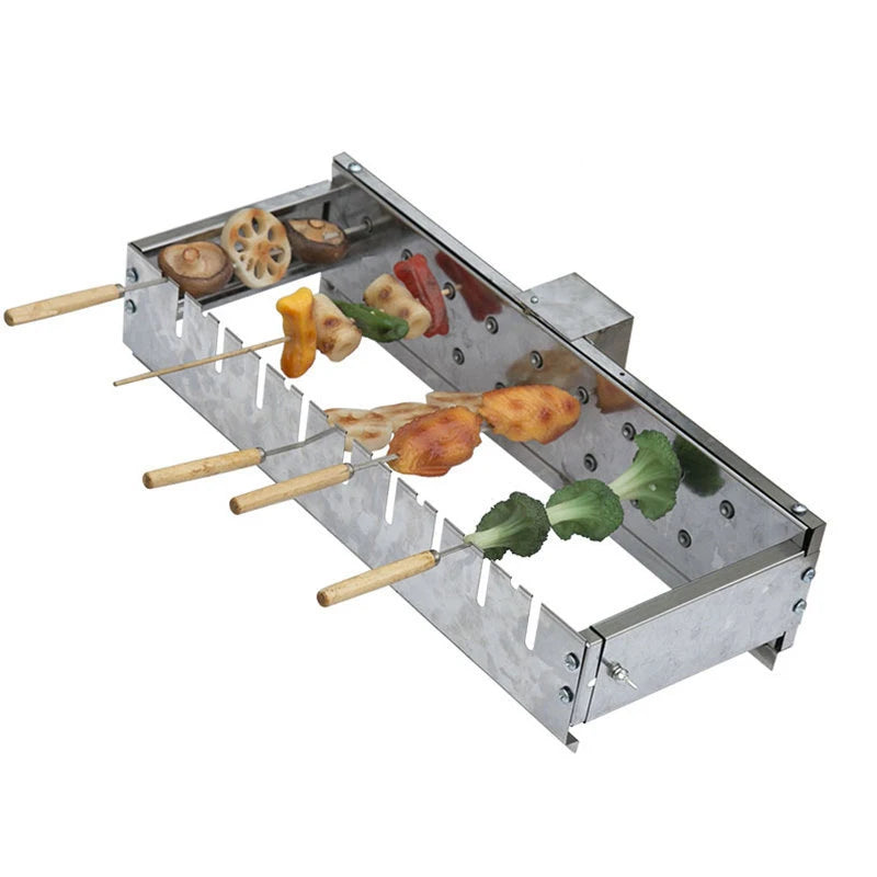 GIEMZA 49cm Automatic Rotary Grill BBQ Automatically Flipping The Shelf Universal Pan Stainless Steel Folding Charcoal Grill