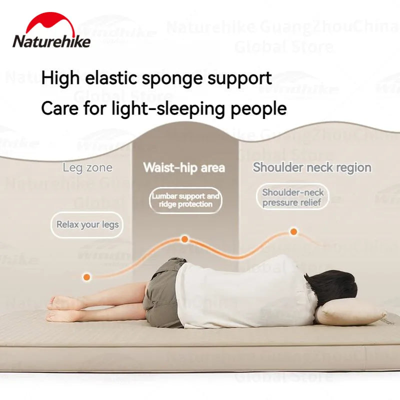 Naturehike C12 Inflatable Mattress Outdoor Camping Sponge TPU Automatic Air Cushion Lightweight Single Double Bed Portable Pad