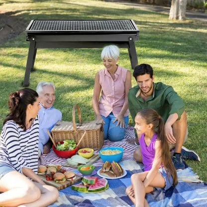 Foldable Barbecue Charcoal Grill Heavy Duty Folding BBQ Tool Kits For Outdoor Cooking Camping Hiking Picnic Easy To Carry