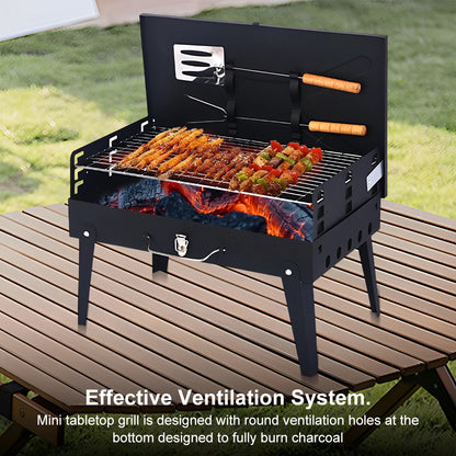 Stainless Steel Portable BBQ Grill Lightweight Folding BBQ Charcoal Grill Multifunction for Outdoor Cooking Camping Picnics