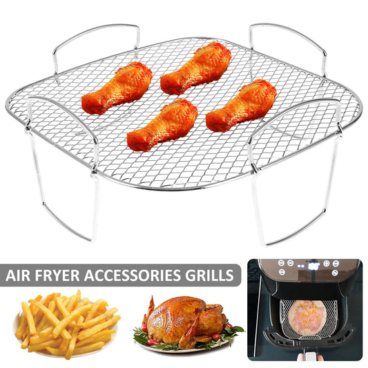 Air Fryer Rack Grilling Rack Stainless Steel Multi-Layer Stackable Cooking Rack Toast BBQ Rack Basket Tray Air Fryer Accessories
