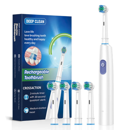 Electric Toothbrush Rotary Rechargeable Electric Tooth Brush for Adults Rotating Electric Teeth Brush with 8 Replacement Heads