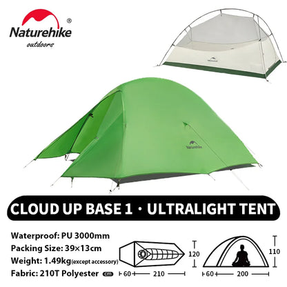 Naturehike Cloud Up 1 Upgraded Tent Ultralight Camping Tent Waterproof Outdoor Hiking Travel Tent Backpacking Cycling Tent
