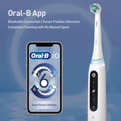 Oral B IO5 Rechargeable Electric Toothbrush 5 Cleaning Settings Bluetooth APP 4 Replacement Toothbrush Heads nd Travel Case