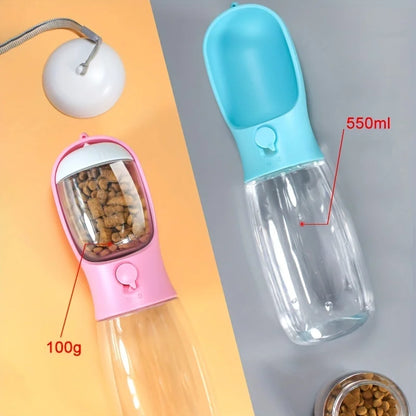 Dog Cat Water Bottle, Portable pet Water Bottle with Food Container, Outdoor Water Dispenser, Leak Proof Water Bottles for Dogs
