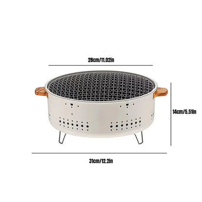 Portable Barbecue Grill Korean Charcoal Stove Stainless Steel Split BBQ Stove Round Non-stick Barbecue Rack For Outdoor Camping