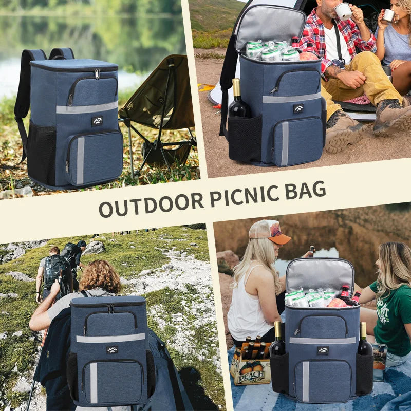 Outdoor Picnic Cooler Bag Camping Thermal Backpacks Insulated Bag Beach Drinks Sports Hiking Backpack Leakproof Cooler Lunch Bag