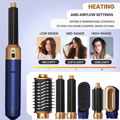 6 in 1 Hair Dryer Brush Hot Comb Set Professional Curling Iron Hair Straightener Styling Tool Negative ions Hair Dryer Household