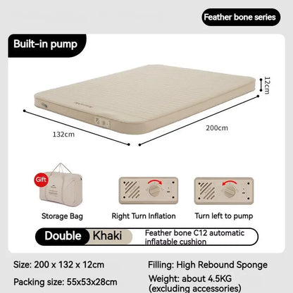 Naturehike C12 Inflatable Mattress Outdoor Camping Sponge TPU Automatic Air Cushion Lightweight Single Double Bed Portable Pad