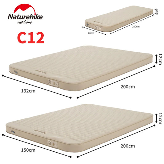 Naturehike C12 Inflatable Mattress Outdoor Camping Sponge TPU Automatic Air Cushion Lightweight Single Double Bed Portable Pad
