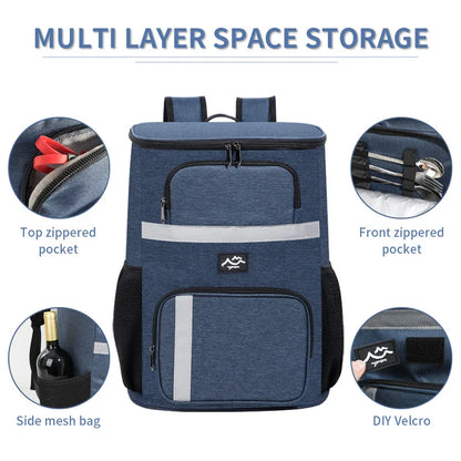 Outdoor Picnic Cooler Bag Camping Thermal Backpacks Insulated Bag Beach Drinks Sports Hiking Backpack Leakproof Cooler Lunch Bag