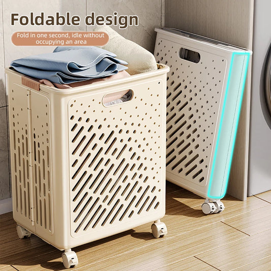 Laundry Basket With Wheels Large Capacity Dirty Clothes Hamper Bathroom Multifunctional Foldable Laundry Basket Organizer