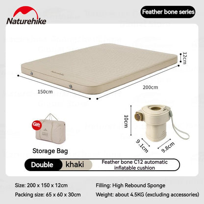 Naturehike C12 Inflatable Mattress Outdoor Camping Sponge TPU Automatic Air Cushion Lightweight Single Double Bed Portable Pad