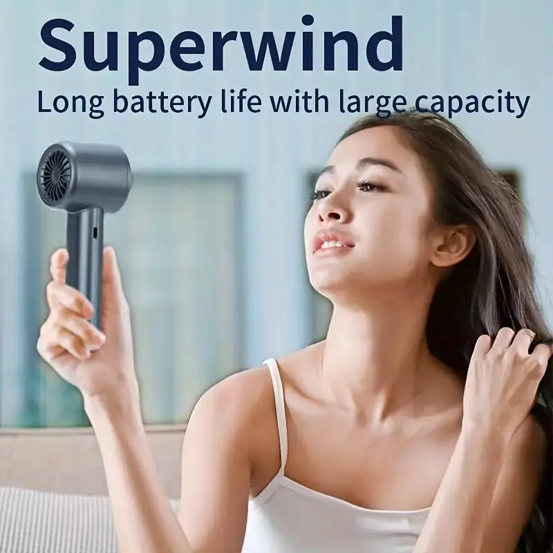 Portable handheld fan, USB rechargeable mini fan with digital display, small electric fan for outdoor camping