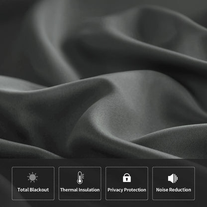 1Pc Black Blackout Curtains Light Reducing Thermal Insulated Grommet Black Out Curtains Panels Drapes for Living Room Bedroom