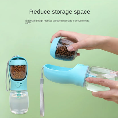 Dog Cat Water Bottle, Portable pet Water Bottle with Food Container, Outdoor Water Dispenser, Leak Proof Water Bottles for Dogs