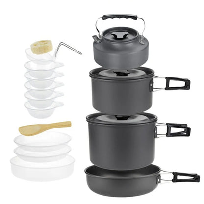 Camping Cookware Set for 1-5Persons Lightweight and Portable Pot and Pan with Carrying Bag Perfect for Outdoor Camping