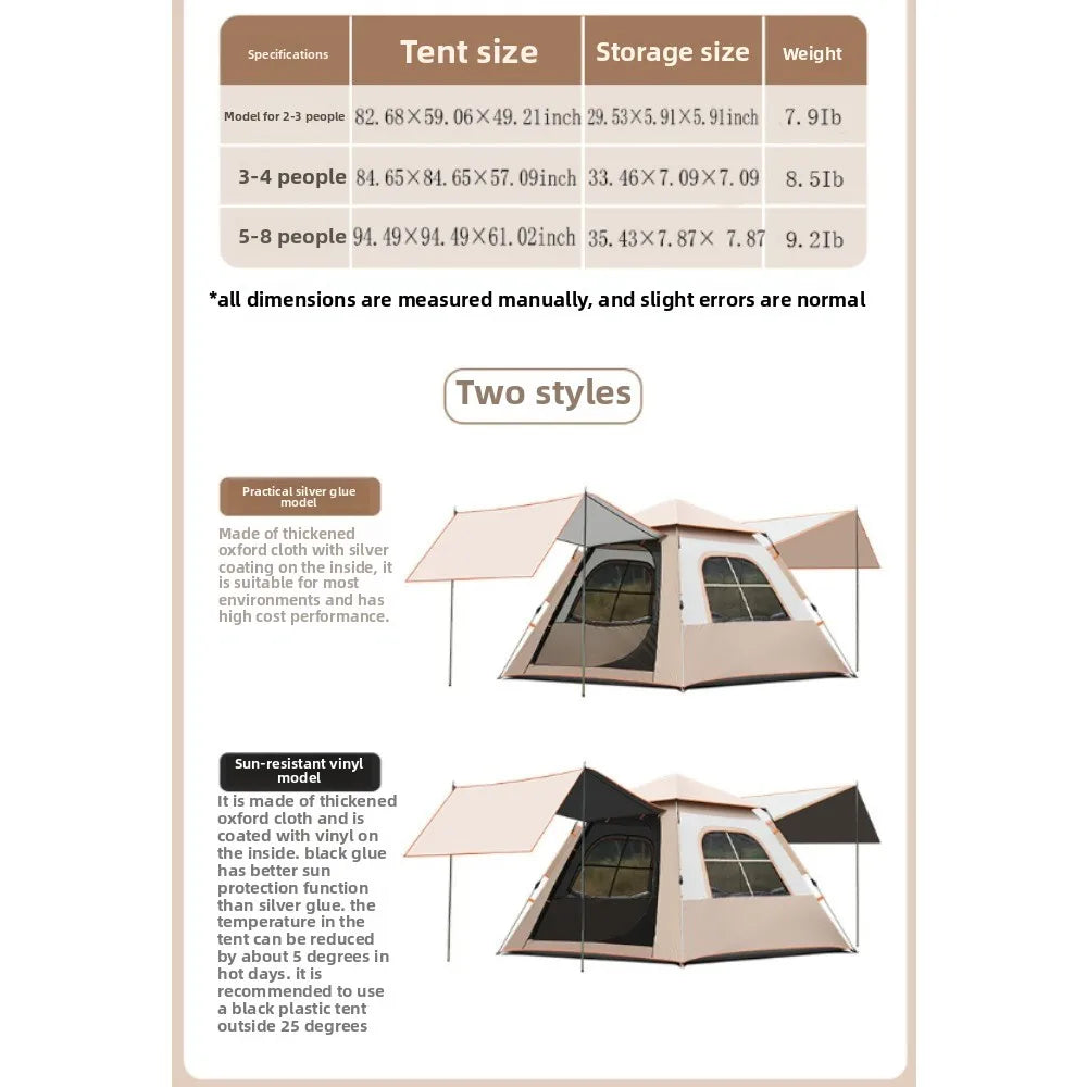 Lohascamping Large Camping Air Tent for 4-5 people Air shelter Dome tent Family Hiking  inflatable One-touch tent Outdoor Tent