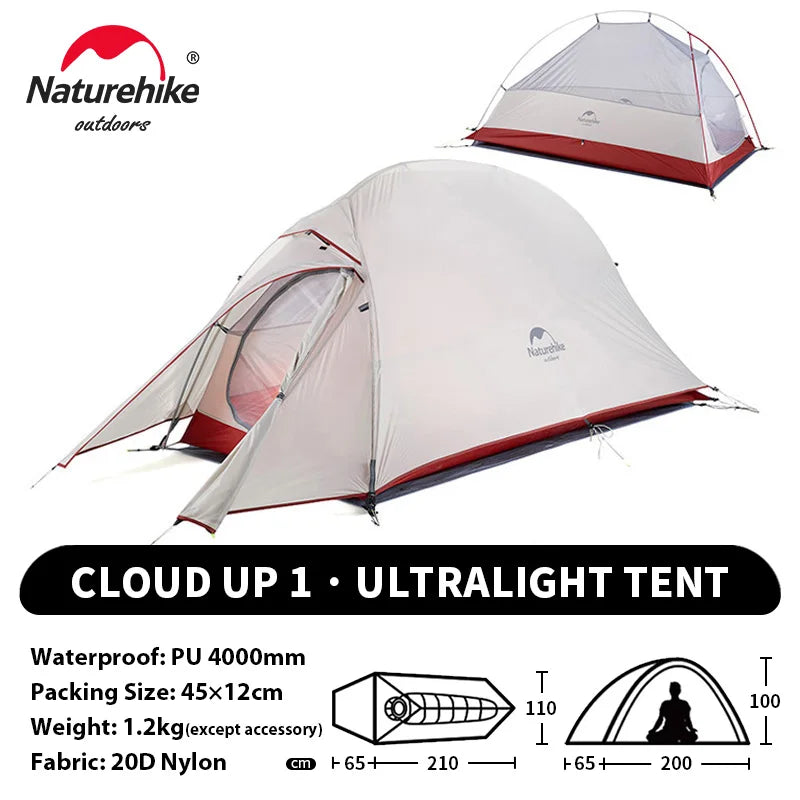Naturehike Cloud Up 1 Upgraded Tent Ultralight Camping Tent Waterproof Outdoor Hiking Travel Tent Backpacking Cycling Tent