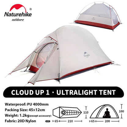 Naturehike Cloud Up 1 Upgraded Tent Ultralight Camping Tent Waterproof Outdoor Hiking Travel Tent Backpacking Cycling Tent