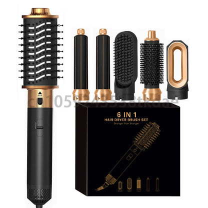 6 in 1 Hair Dryer Brush Hot Comb Set Professional Curling Iron Hair Straightener Styling Tool Negative ions Hair Dryer Household