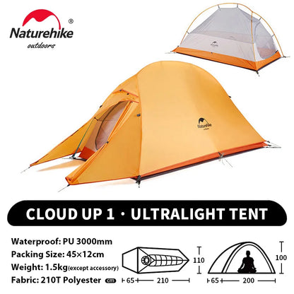 Naturehike Cloud Up 1 Upgraded Tent Ultralight Camping Tent Waterproof Outdoor Hiking Travel Tent Backpacking Cycling Tent