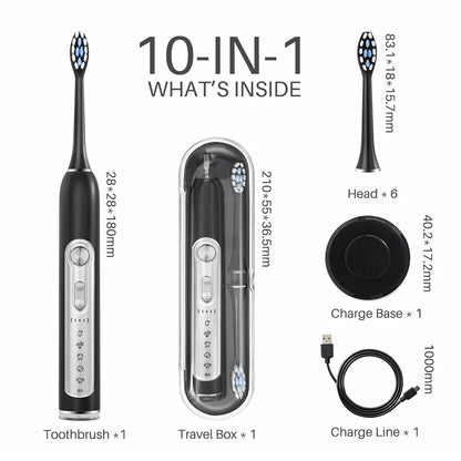 SUBORT S7 Super Sonic Electric Toothbrushes for Adult Kid Smart Timer Whitening Toothbrush IPX7 Waterproof Replaceable Heads Set