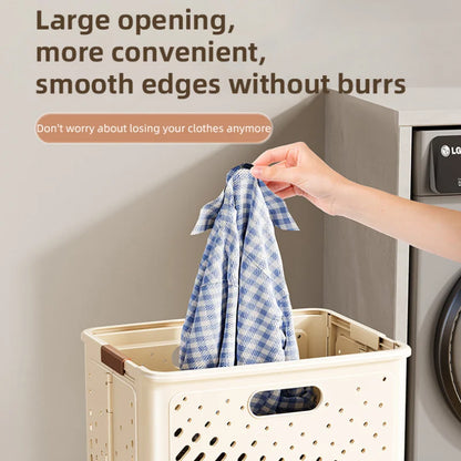 Laundry Basket With Wheels Large Capacity Dirty Clothes Hamper Bathroom Multifunctional Foldable Laundry Basket Organizer