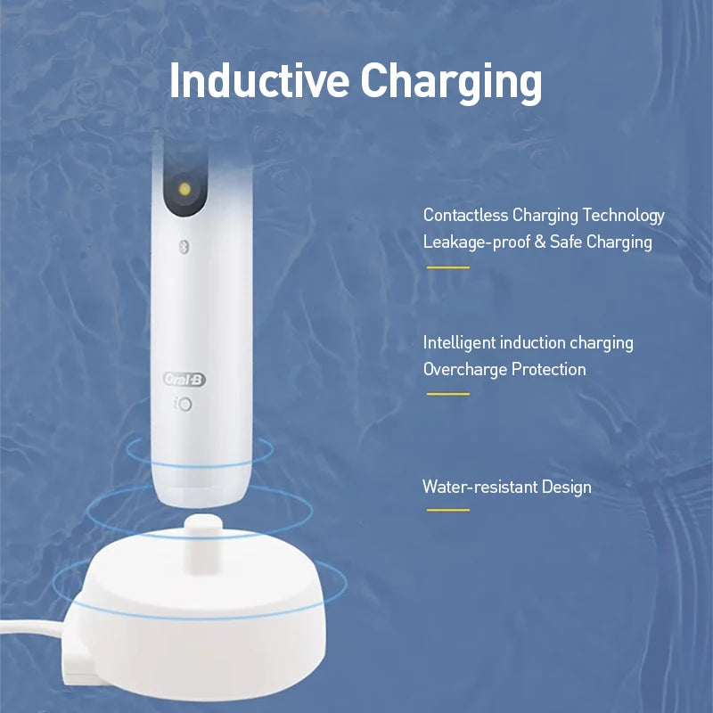 Oral B IO5 Rechargeable Electric Toothbrush 5 Cleaning Settings Bluetooth APP 4 Replacement Toothbrush Heads nd Travel Case