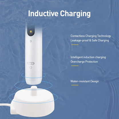 Oral B IO5 Rechargeable Electric Toothbrush 5 Cleaning Settings Bluetooth APP 4 Replacement Toothbrush Heads nd Travel Case