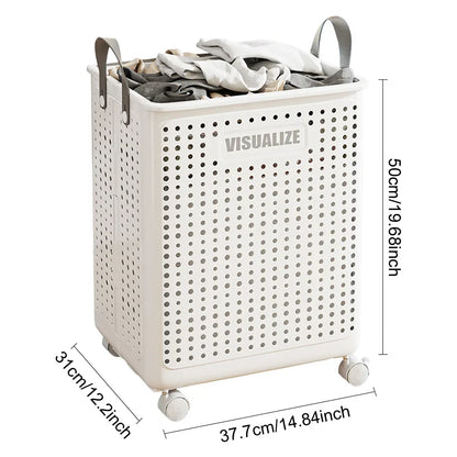 Laundry Basket with Wheels Dirty Clothes Hamper Large Capacity Clothes Bin with Handle Multifunctional for Home Hotel Dorm