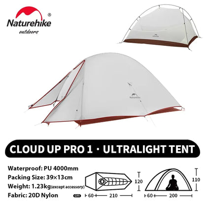 Naturehike Cloud Up 1 Upgraded Tent Ultralight Camping Tent Waterproof Outdoor Hiking Travel Tent Backpacking Cycling Tent