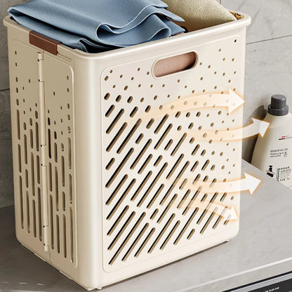 Laundry Basket With Wheels Large Capacity Dirty Clothes Hamper Bathroom Multifunctional Foldable Laundry Basket Organizer