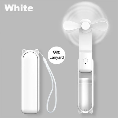 Portable Fan 2000mAh USB Rechargeable 3 Speed Mini Handheld Foldable Fan Hand Held Small Pocket Travel Fan with Handy Power Bank