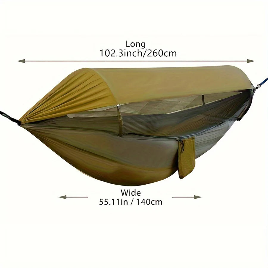 Outdoor Camping Double Hammock Anti-Rainfly Mosquito Net Automatic Quick Release Swing Shelter