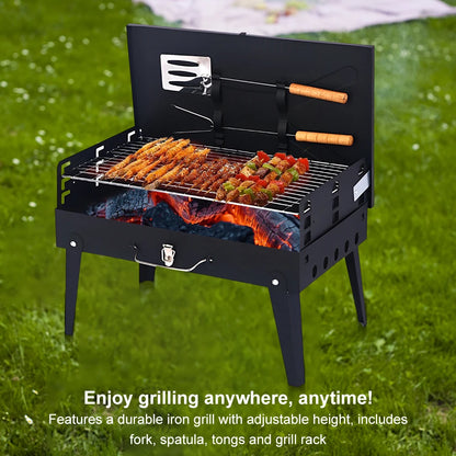 Stainless Steel Portable BBQ Grill Lightweight Folding BBQ Charcoal Grill Multifunction for Outdoor Cooking Camping Picnics