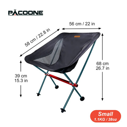 PACOONE Travel Ultralight Folding Chair Detachable Portable Moon Chair Outdoor Camping Fishing Chair Beach Hiking Picnic Seat