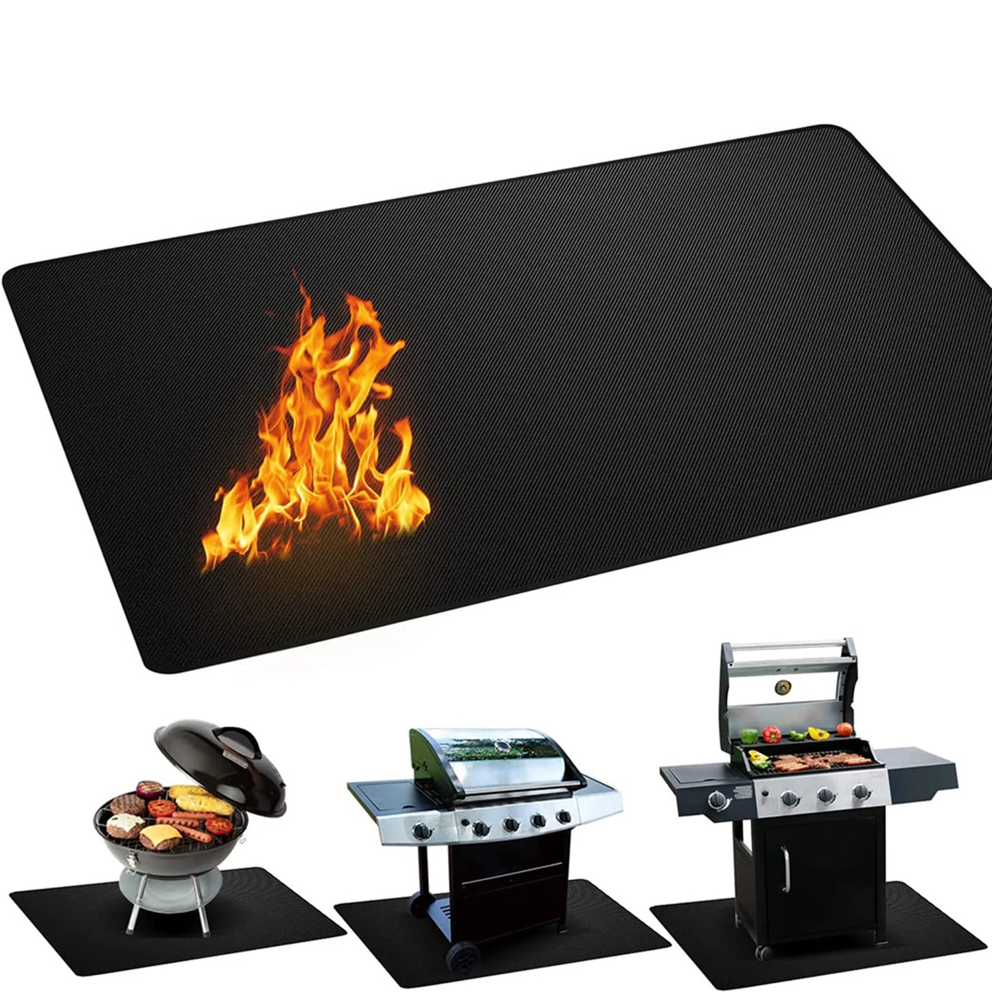 Outdoor Barbecue Grills Mat  Double-Sided Waterproof Protective Portable High Temperature Resistant Fire Mat for Outdoor Camping