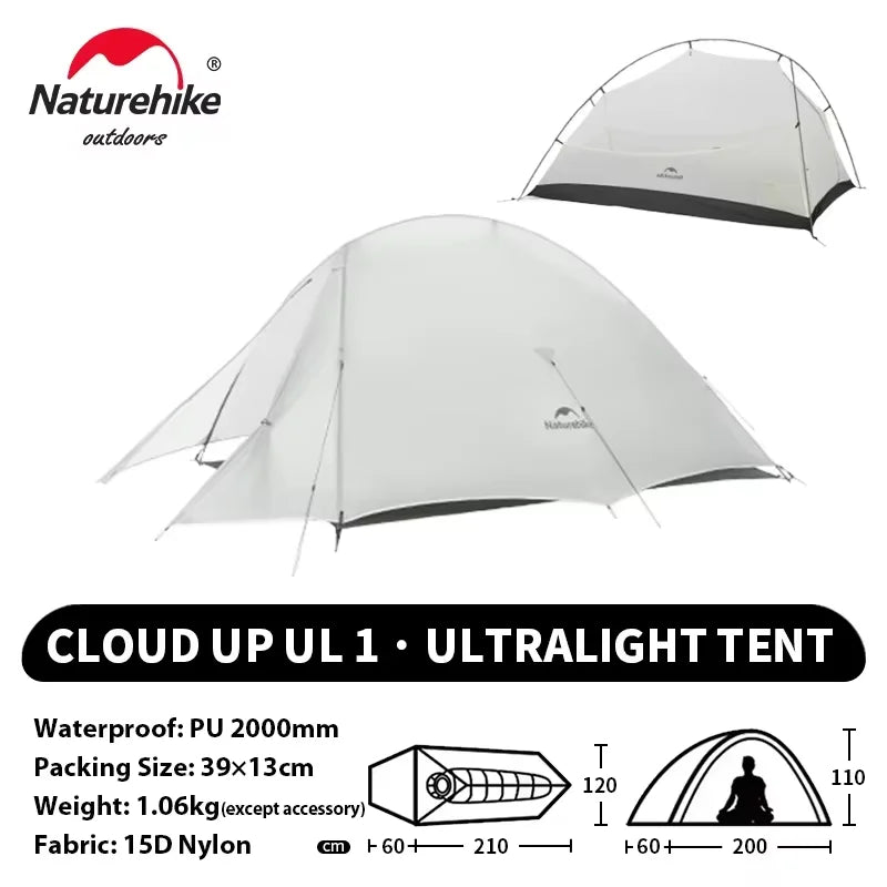 Naturehike Cloud Up 1 Upgraded Tent Ultralight Camping Tent Waterproof Outdoor Hiking Travel Tent Backpacking Cycling Tent